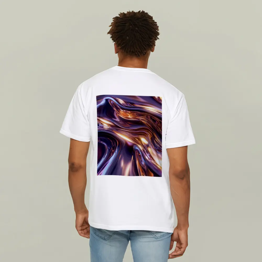 Liquid Metal Abstract Purple Gold Waves – T-Shirts