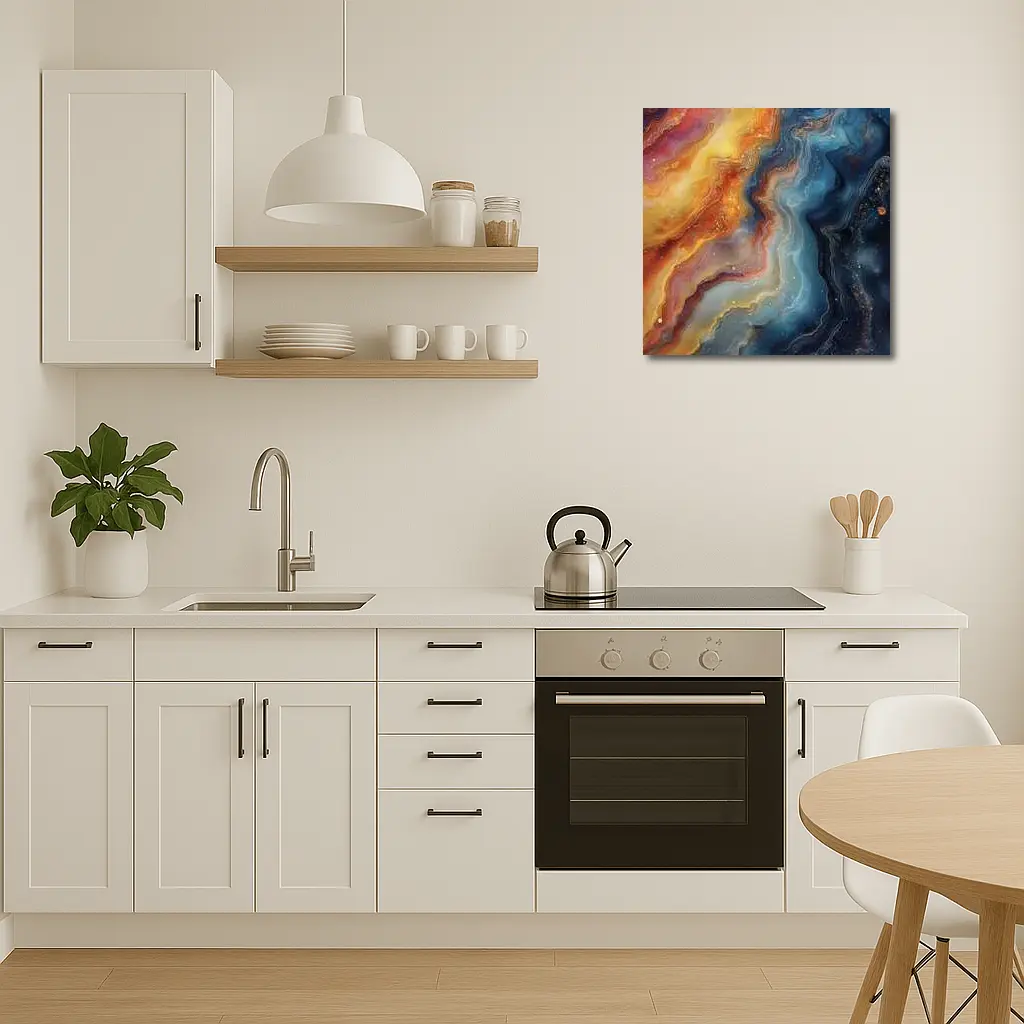 Abstract Fluid Art Galaxy Marble Blue Orange – Wall Art