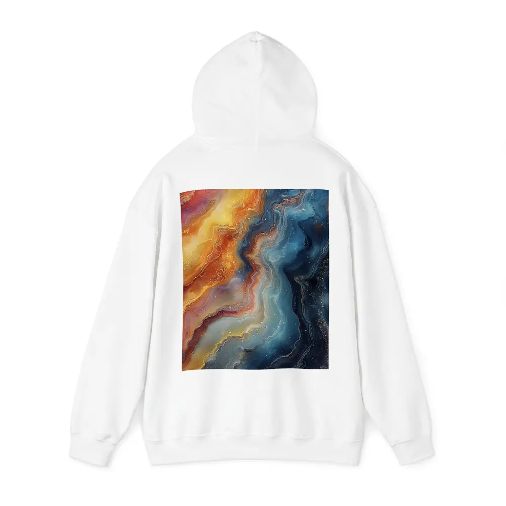 Abstract Fluid Art Galaxy Marble Blue Orange – Hoodies