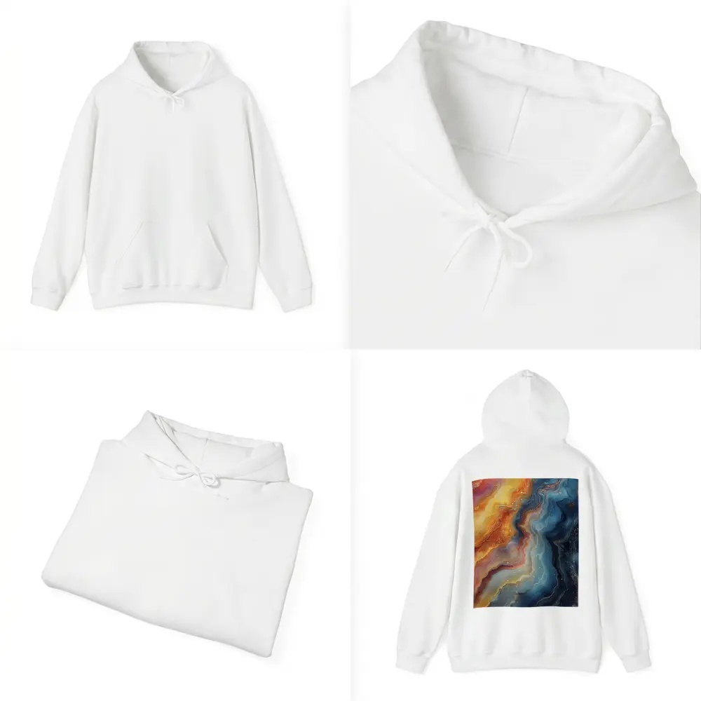 Abstract Fluid Art Galaxy Marble Blue Orange – Hoodies