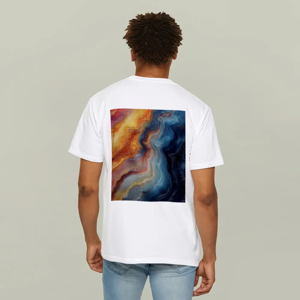 Abstract Fluid Art Galaxy Marble Blue Orange – T-Shirts