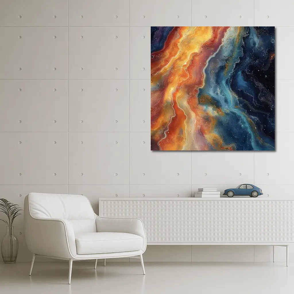 Fire and Space Abstract Fluid Art – Wall Art