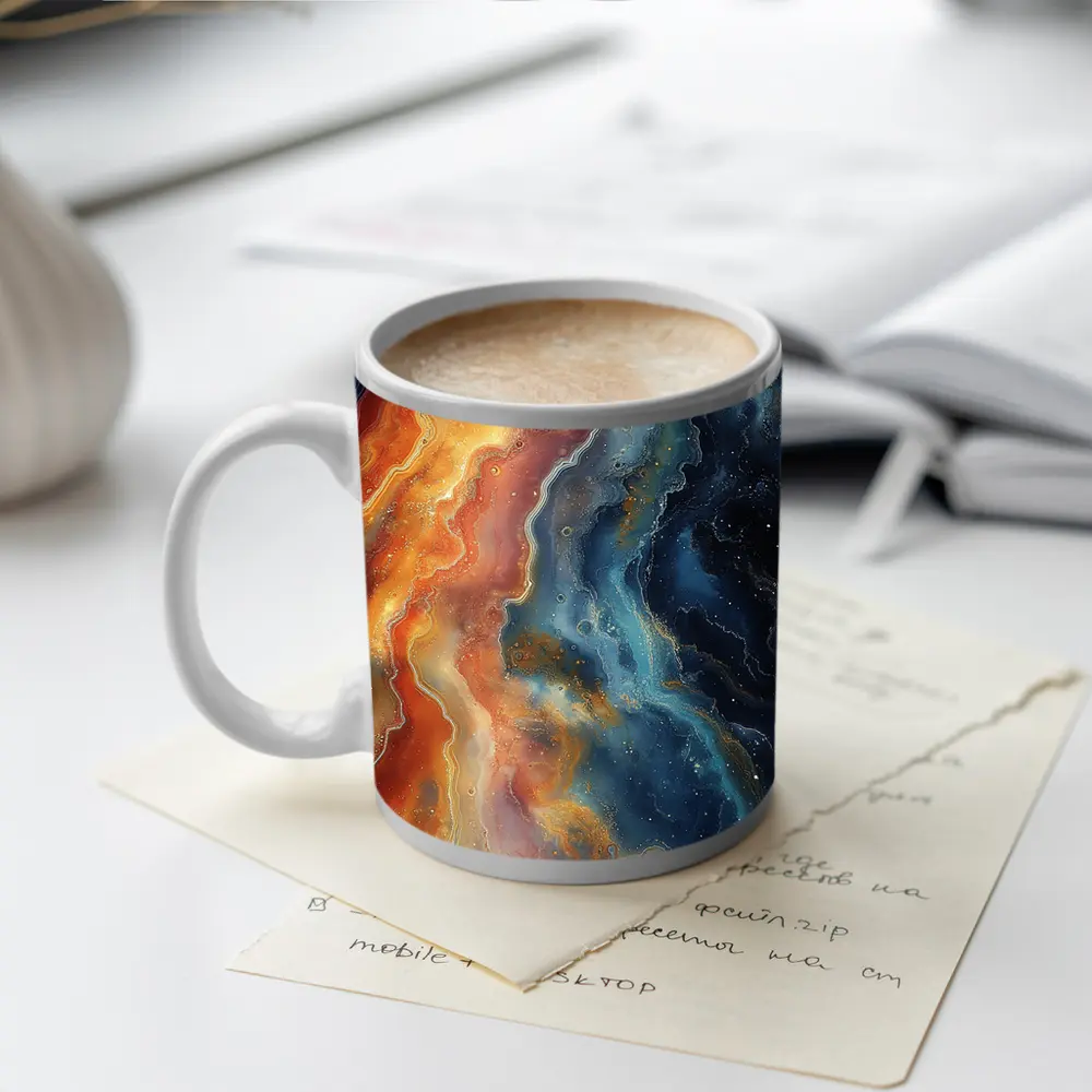 Fire and Space Abstract Fluid Art – Mugs