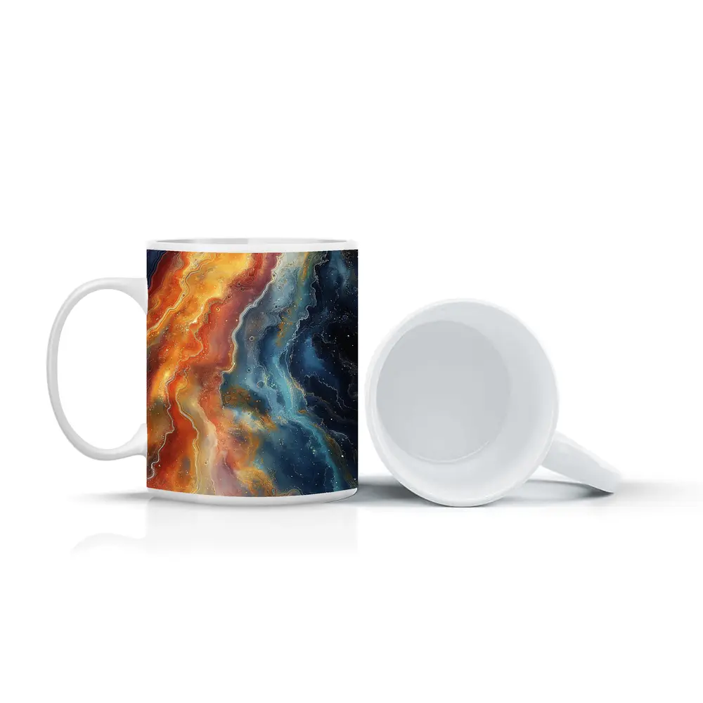 Fire and Space Abstract Fluid Art – Mugs