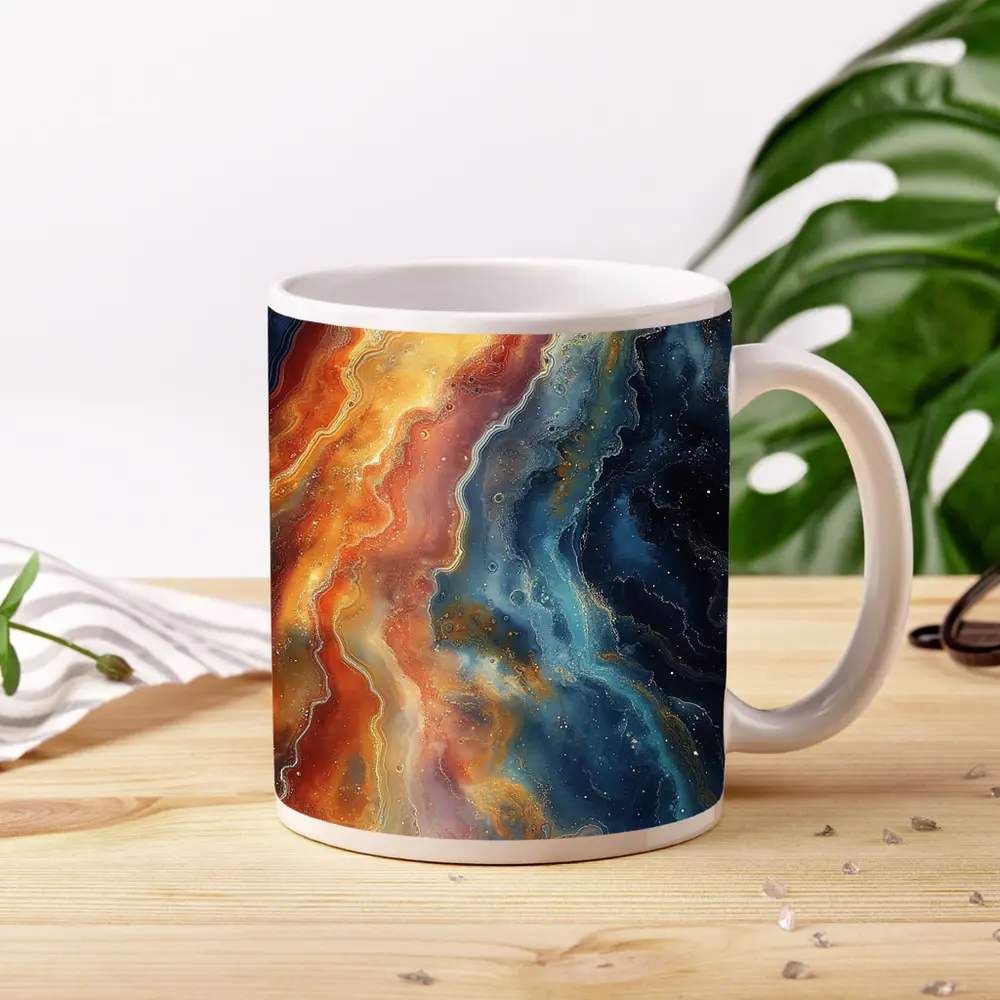 Fire and Space Abstract Fluid Art – Mugs