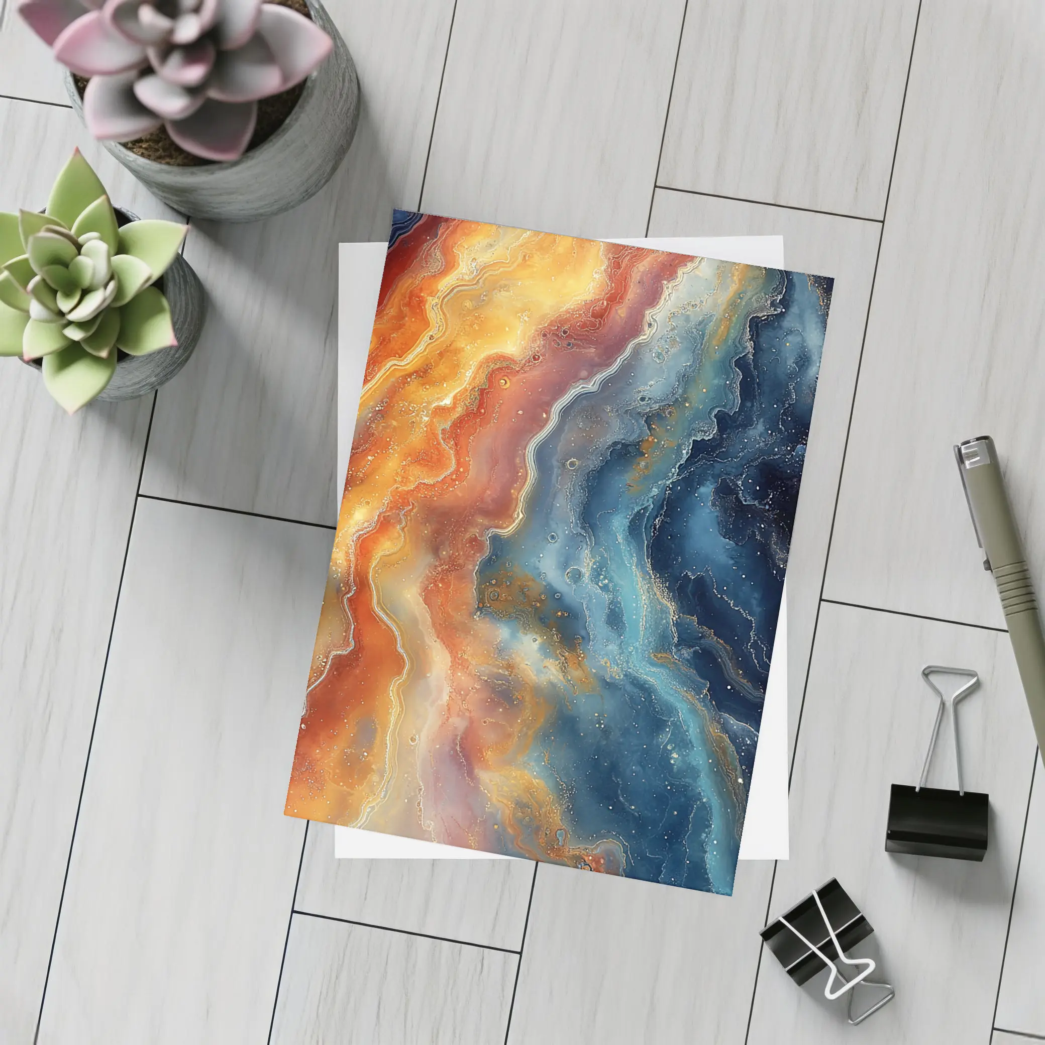 Fire and Space Abstract Fluid Art – Postcards