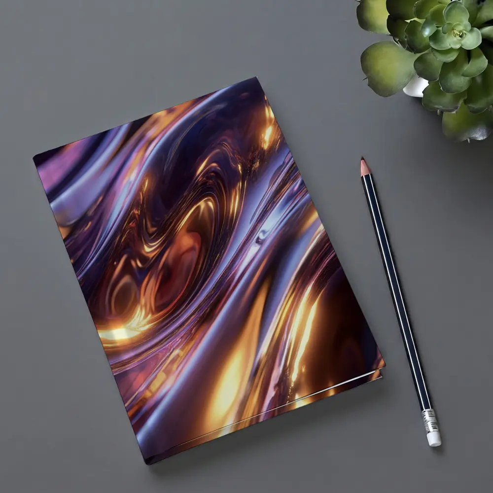Liquid Metal Purple Gold Abstract Waves – Notebooks