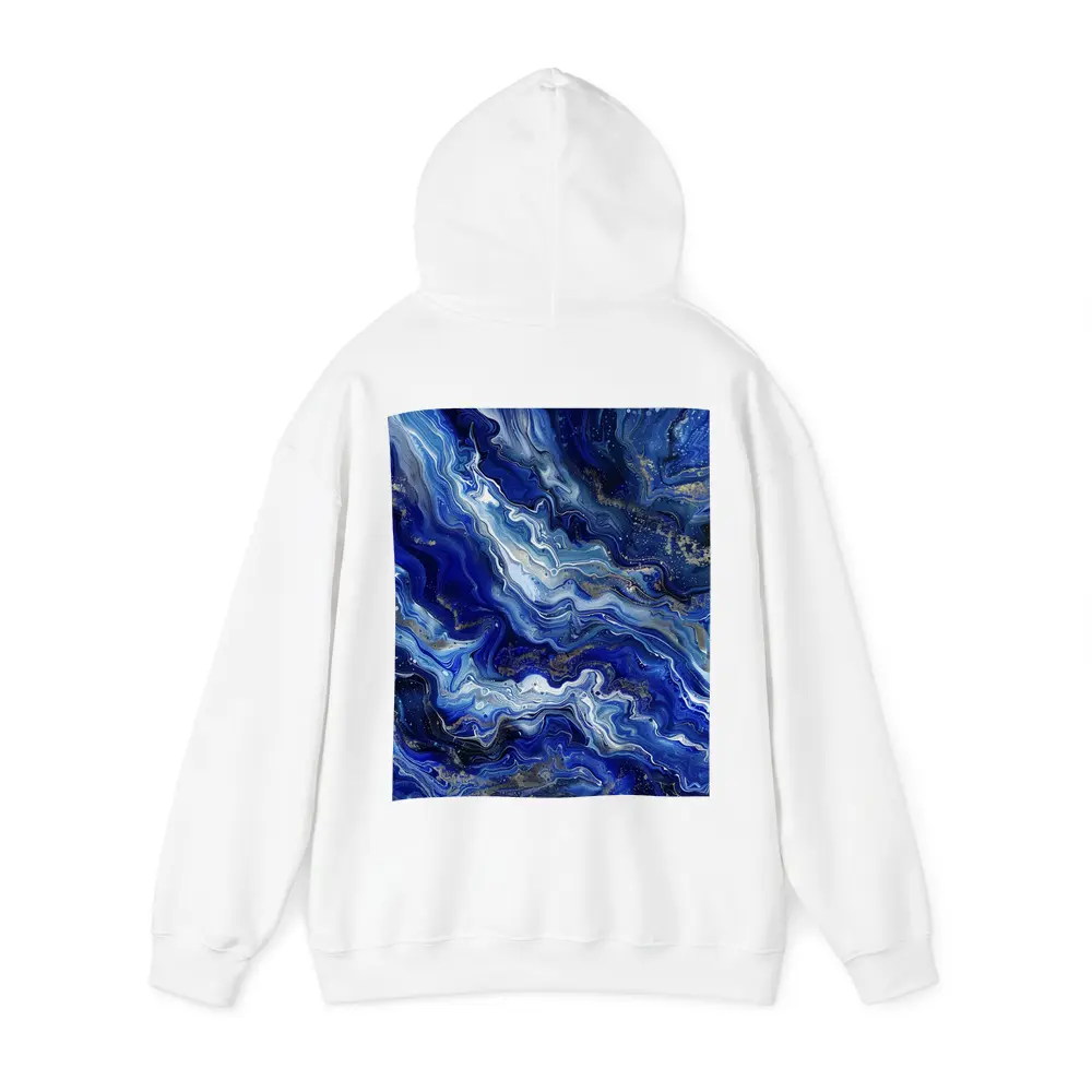 Blue Marble Abstract Flow Gold Accents – Hoodies