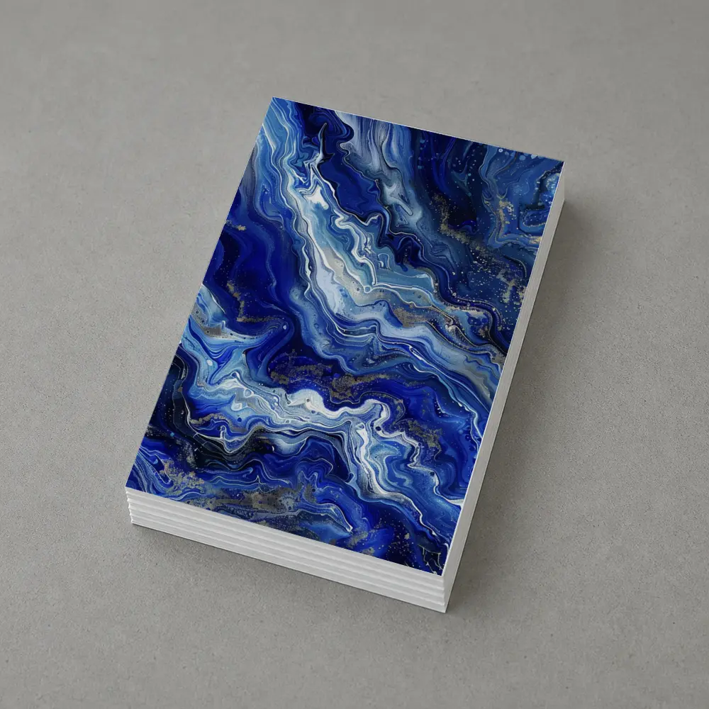 Blue Marble Abstract Flow Gold Accents – Postcards