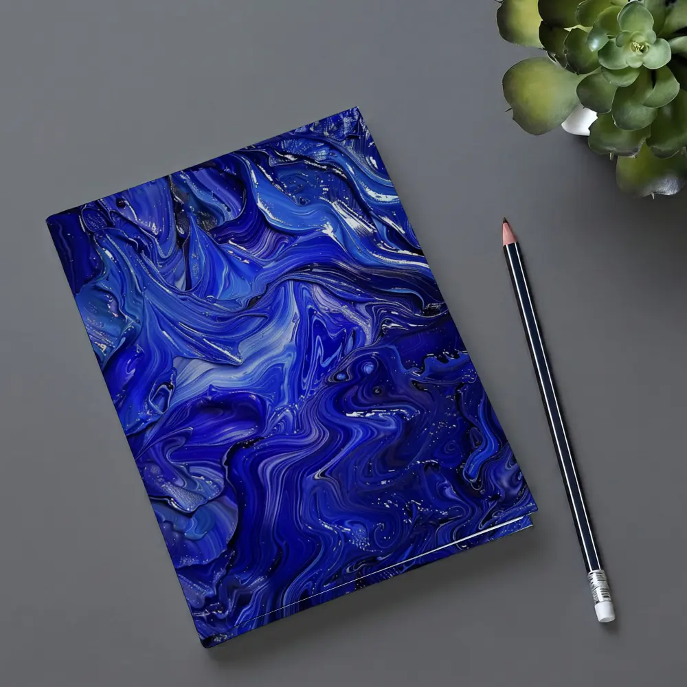 Deep Blue Abstract Swirling Oil Paint Art – Notebooks