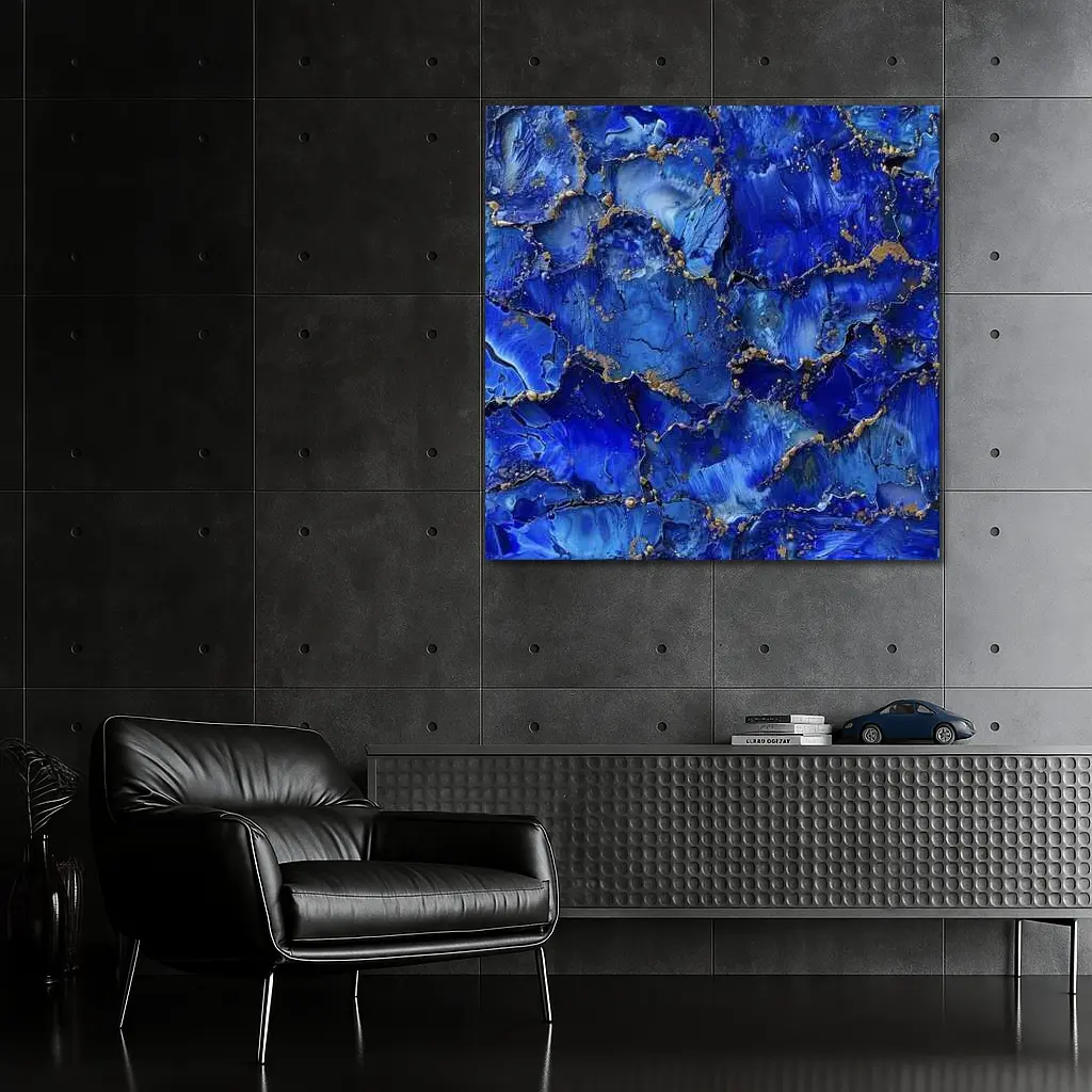 Royal Blue Gold Abstract Marble Art – Wall Art