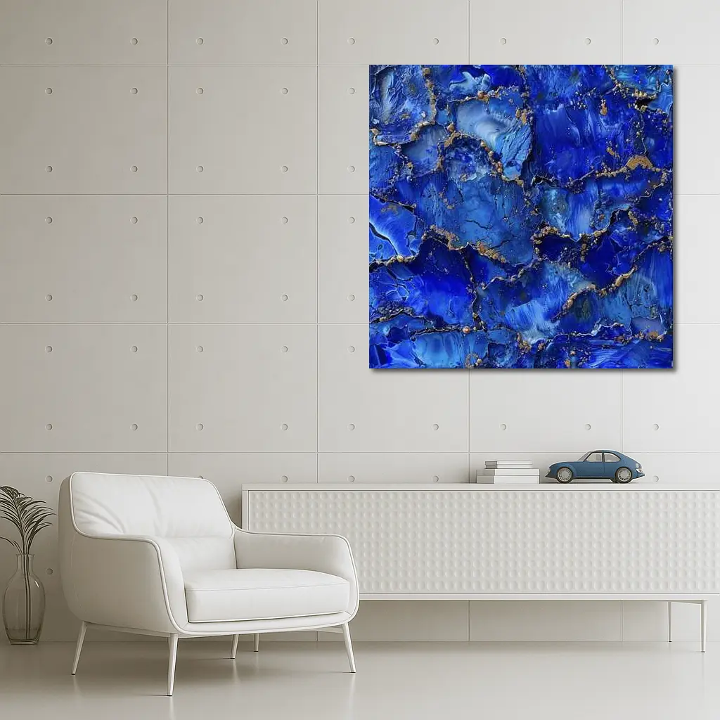 Royal Blue Gold Abstract Marble Art – Wall Art