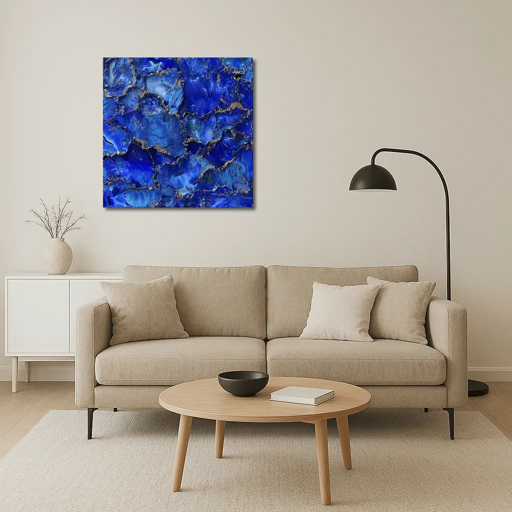 Royal Blue Gold Abstract Marble Art – Wall Art