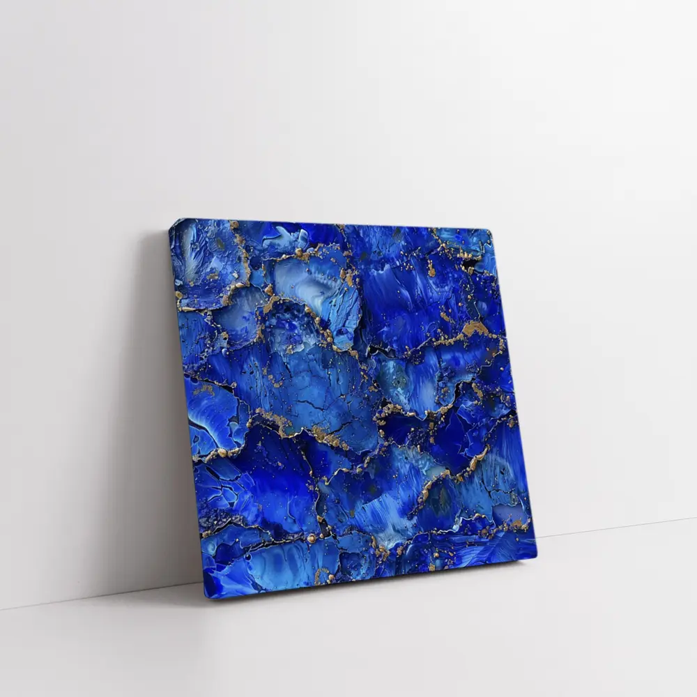 Royal Blue Gold Abstract Marble Art – Wall Art