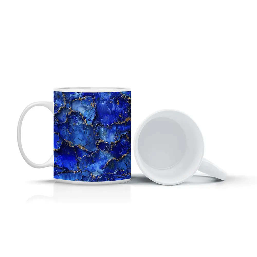 Royal Blue Gold Abstract Marble Art – Mugs