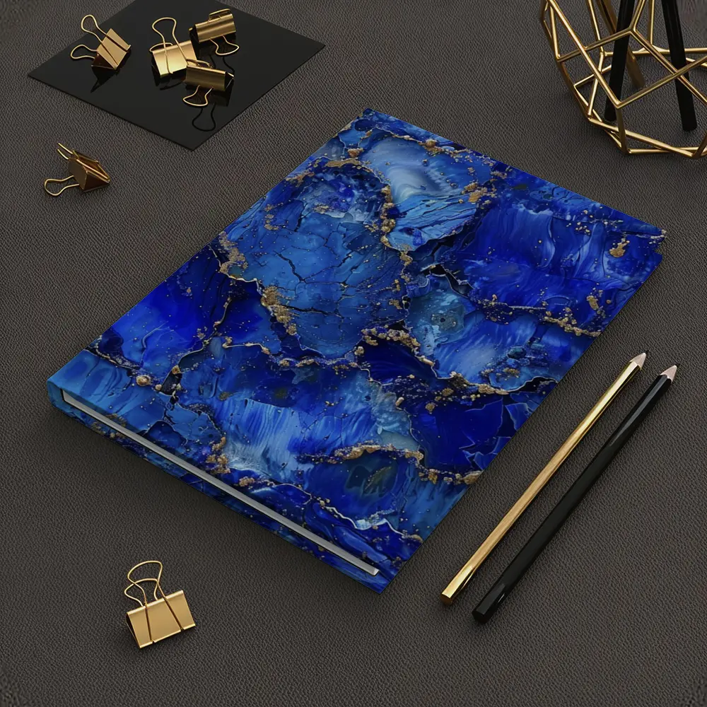 Royal Blue Gold Abstract Marble Art – Notebooks