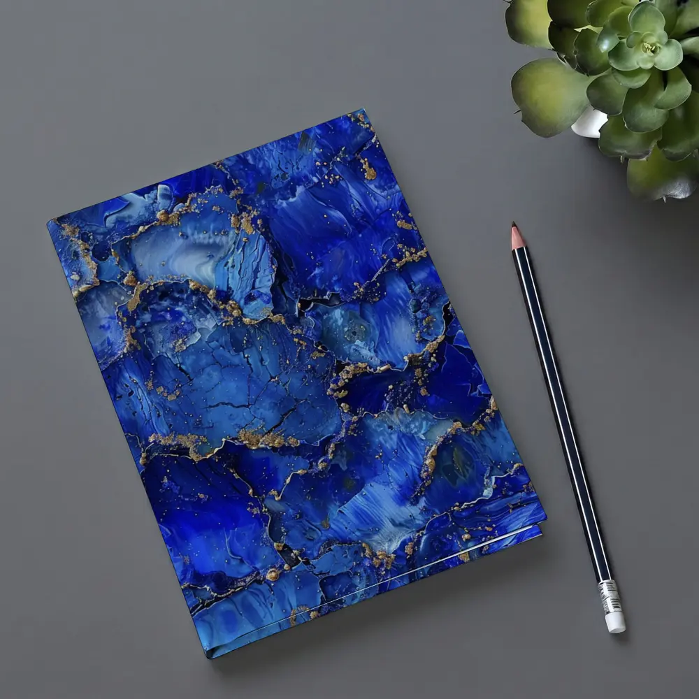 Royal Blue Gold Abstract Marble Art – Notebooks