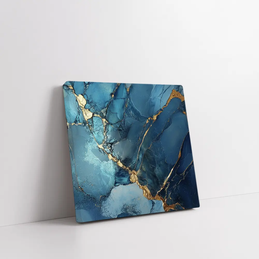 Blue Gold Marble Abstract Art Print – Wall Art
