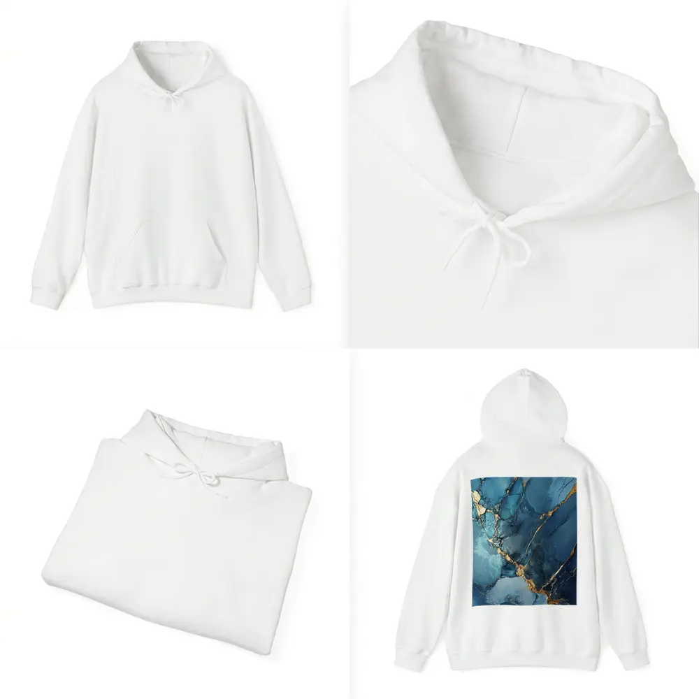 Blue Gold Marble Abstract Art Print – Hoodies