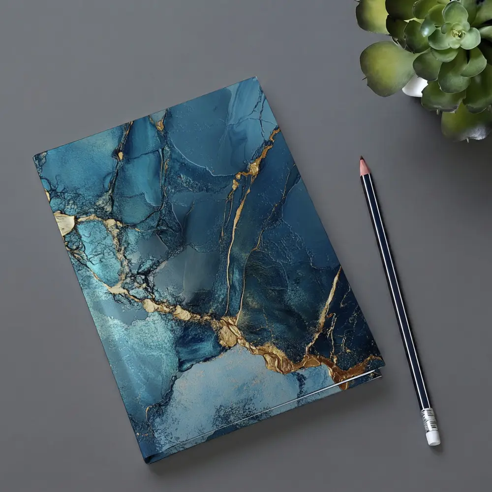 Blue Gold Marble Abstract Art Print – Notebooks