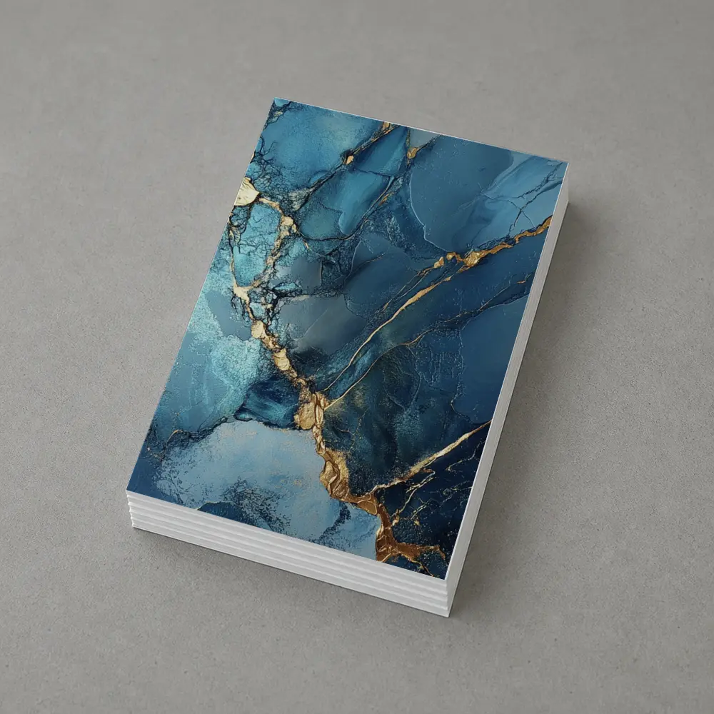 Blue Gold Marble Abstract Art Print – Postcards
