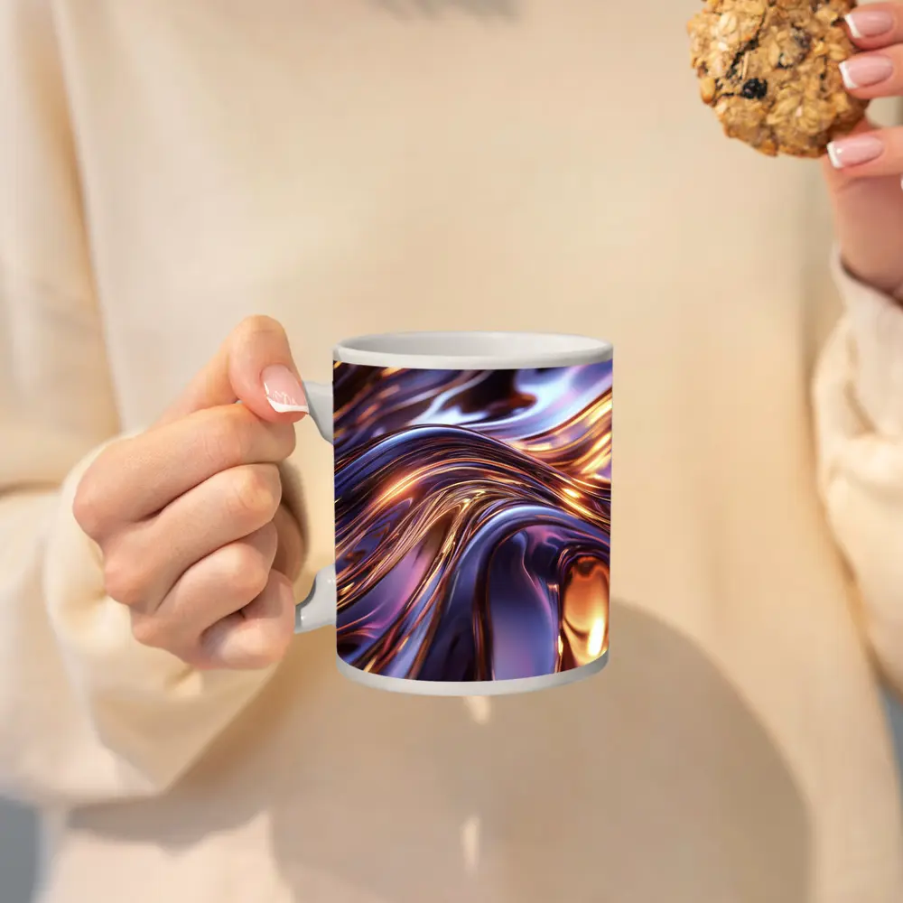 Metallic Purple Gold Flowing Abstract Waves – Mugs
