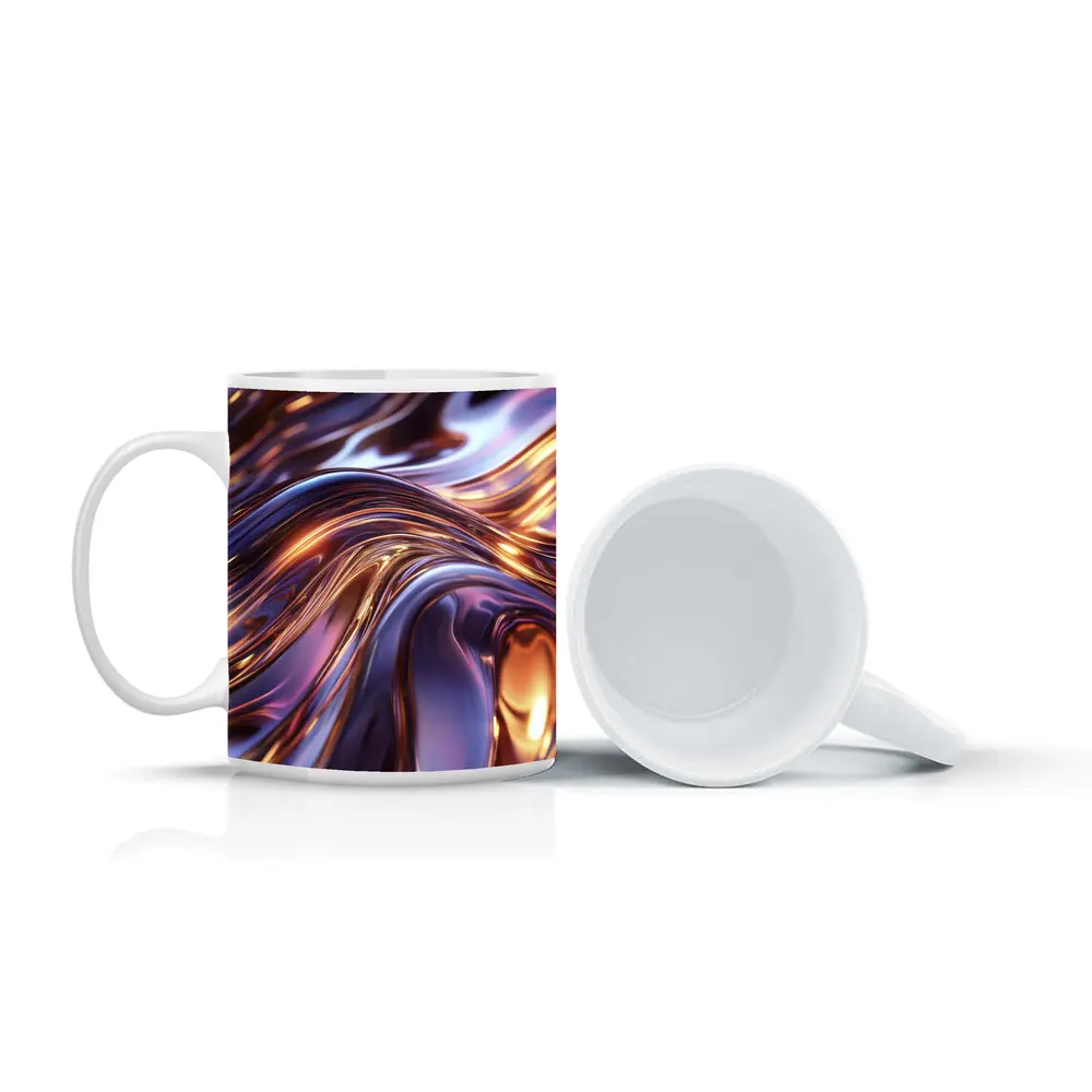 Metallic Purple Gold Flowing Abstract Waves – Mugs