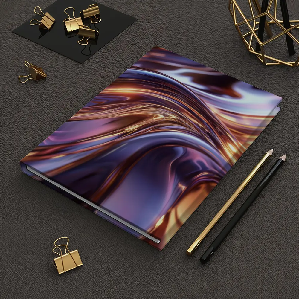 Metallic Purple Gold Flowing Abstract Waves – Notebooks