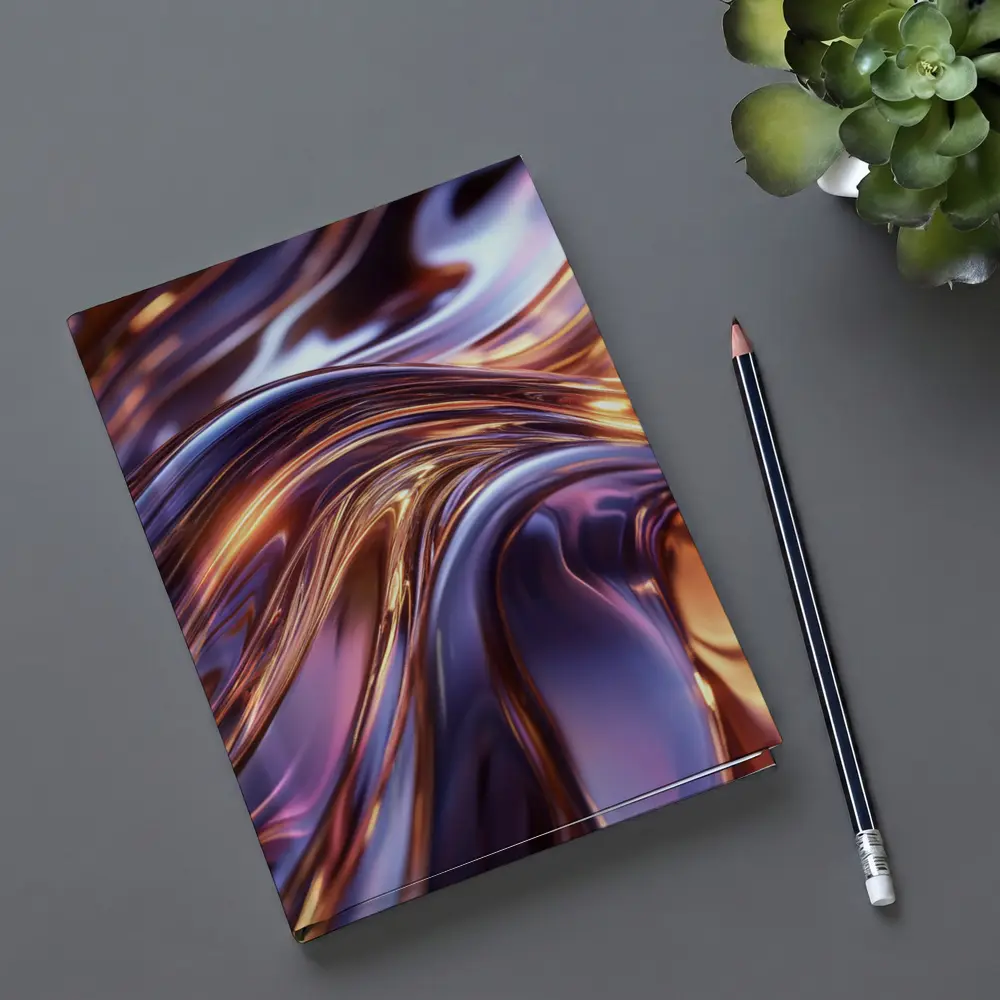 Metallic Purple Gold Flowing Abstract Waves – Notebooks