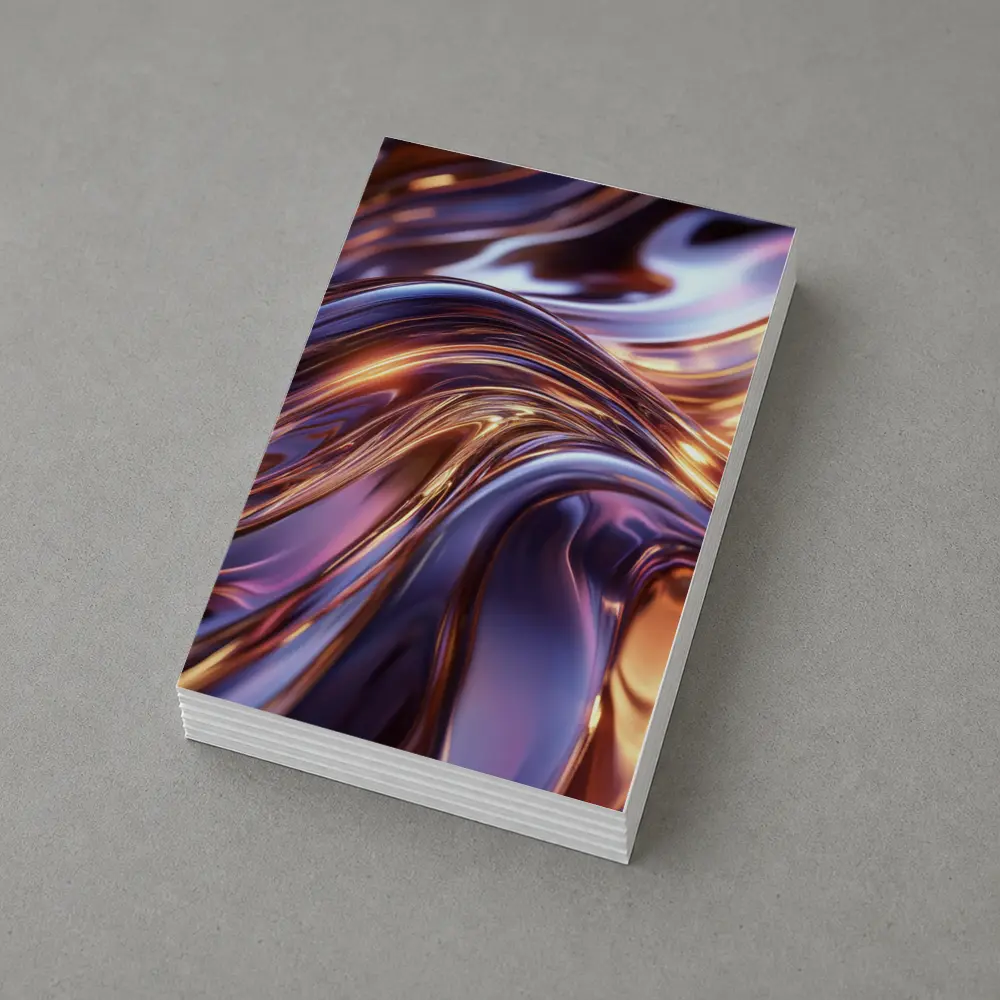 Metallic Purple Gold Flowing Abstract Waves – Postcards