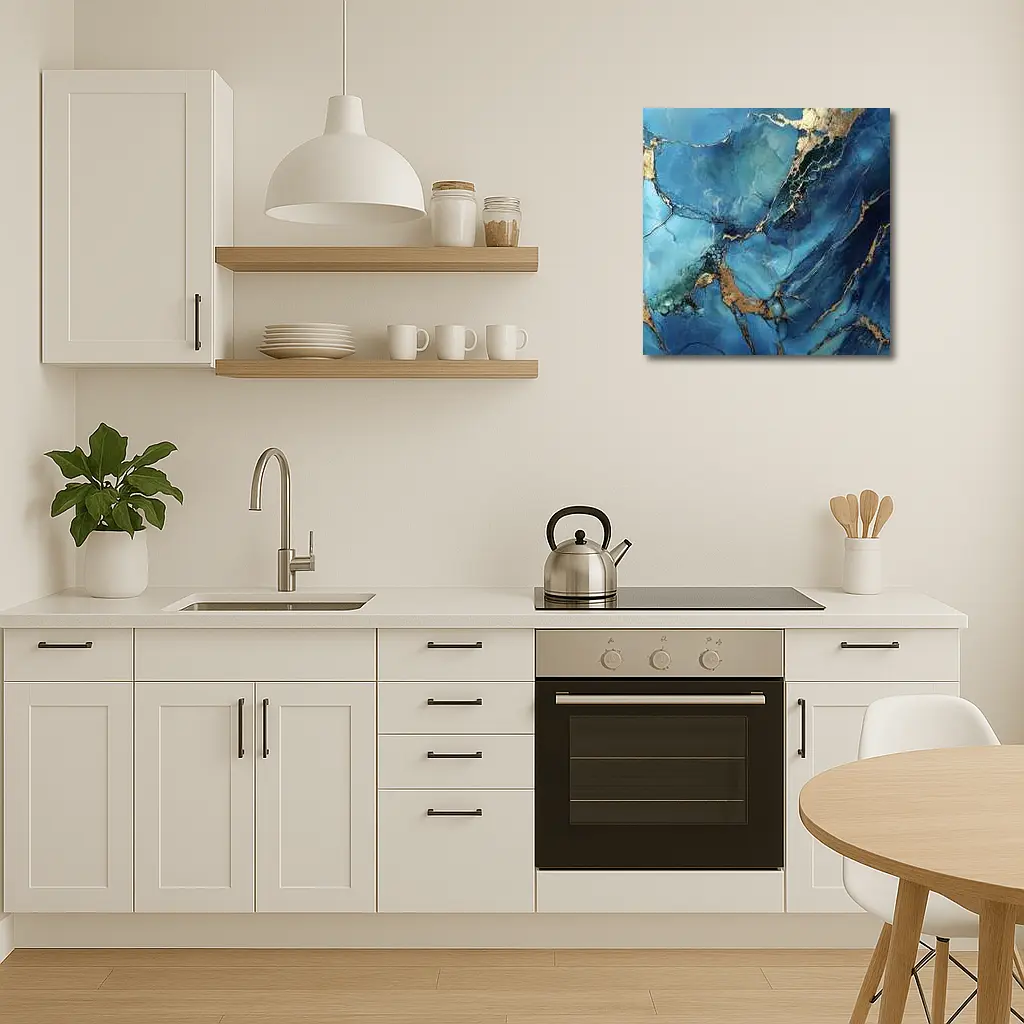 Blue Gold Marble Abstract Art Print – Wall Art