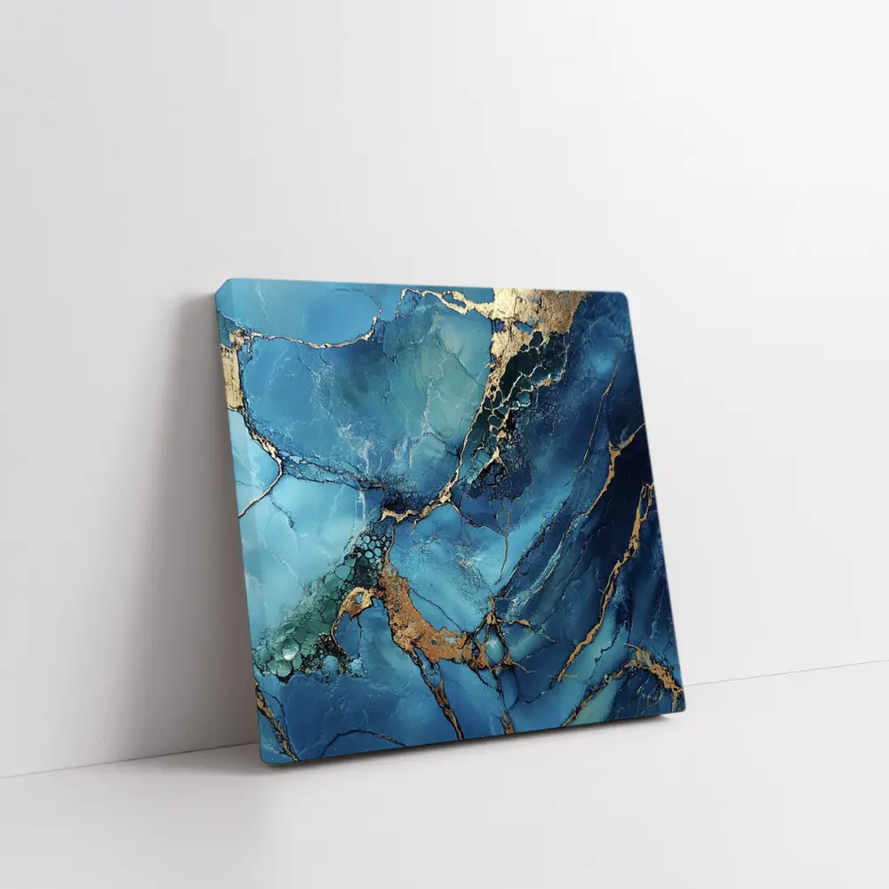Blue Gold Marble Abstract Art Print – Wall Art