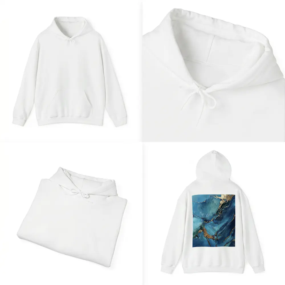 Blue Gold Marble Abstract Art Print – Hoodies