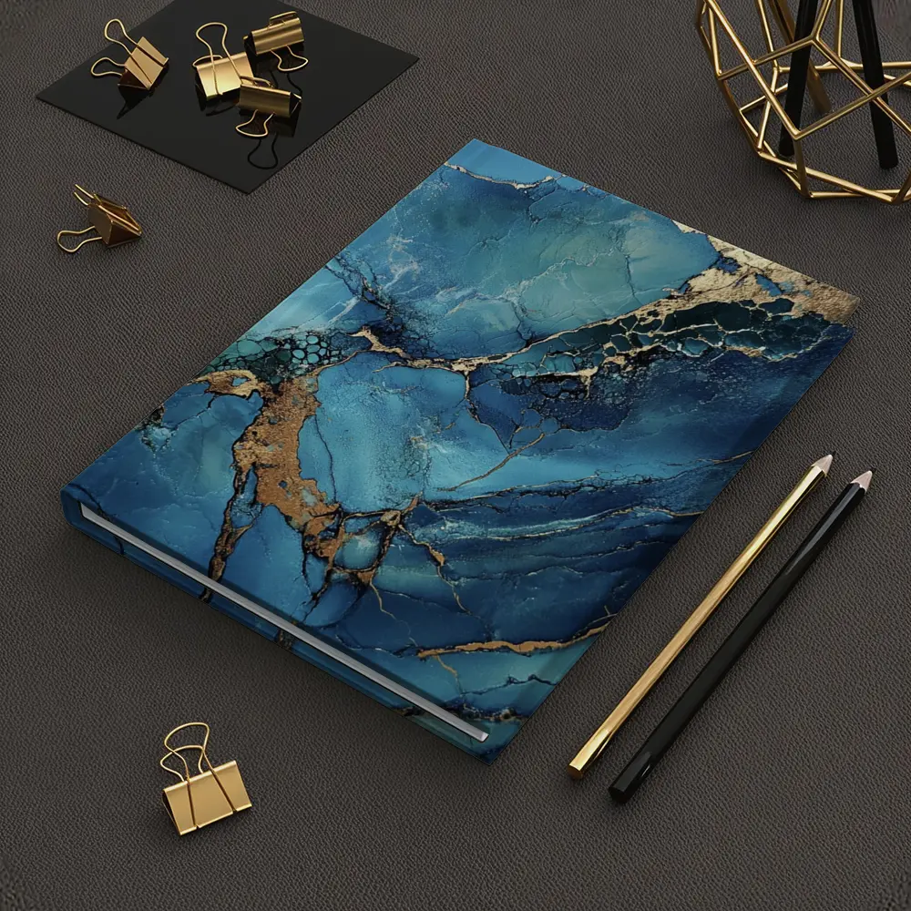 Blue Gold Marble Abstract Art Print – Notebooks
