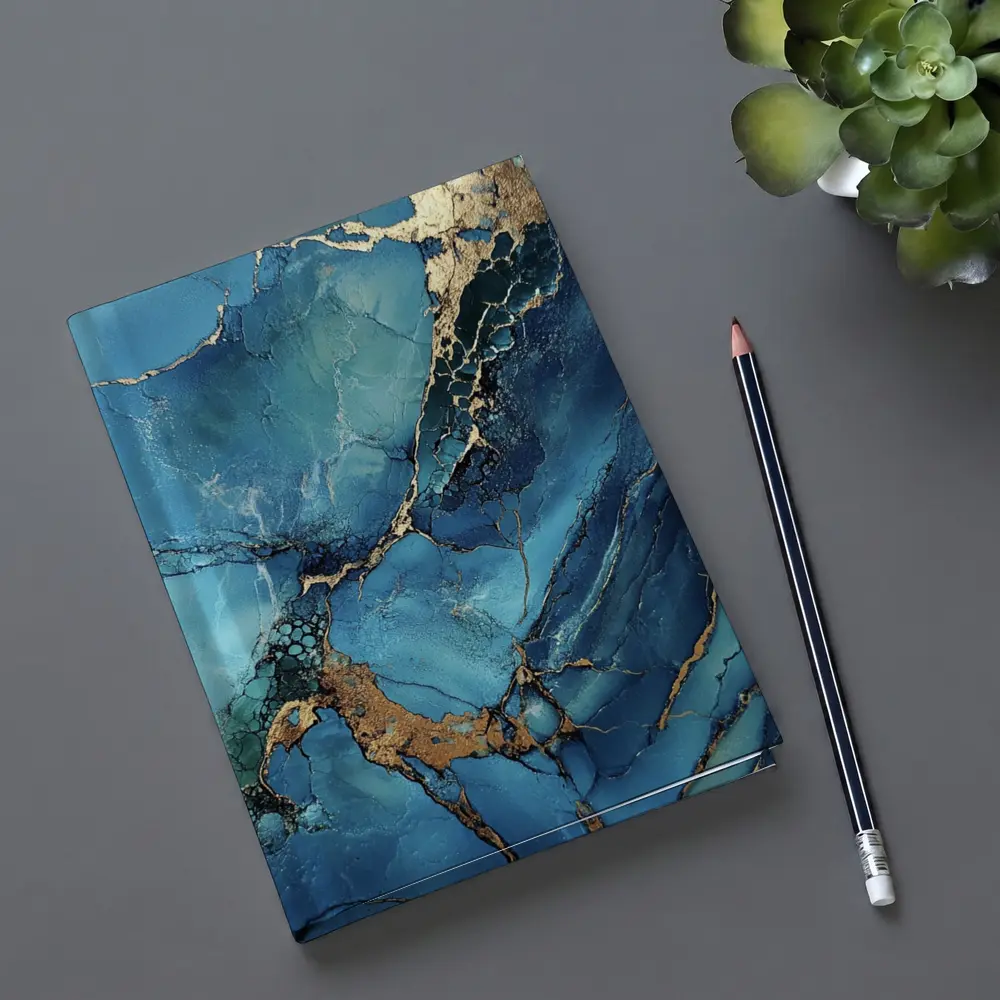 Blue Gold Marble Abstract Art Print – Notebooks