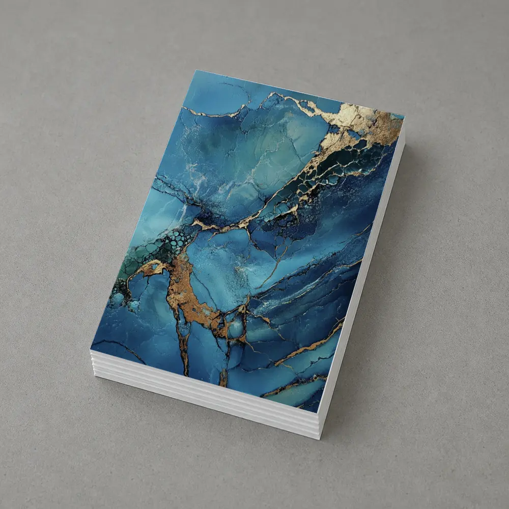 Blue Gold Marble Abstract Art Print – Postcards