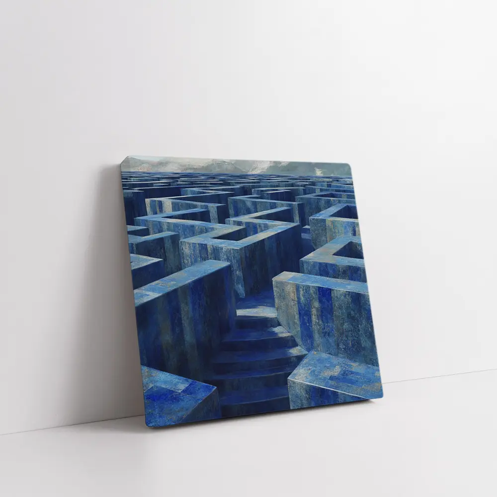 Blue Stone Labyrinth Maze Surreal Architecture – Wall Art