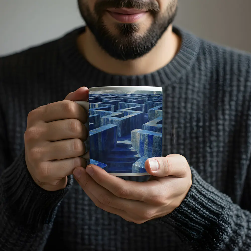 Blue Stone Labyrinth Maze Surreal Architecture – Mugs