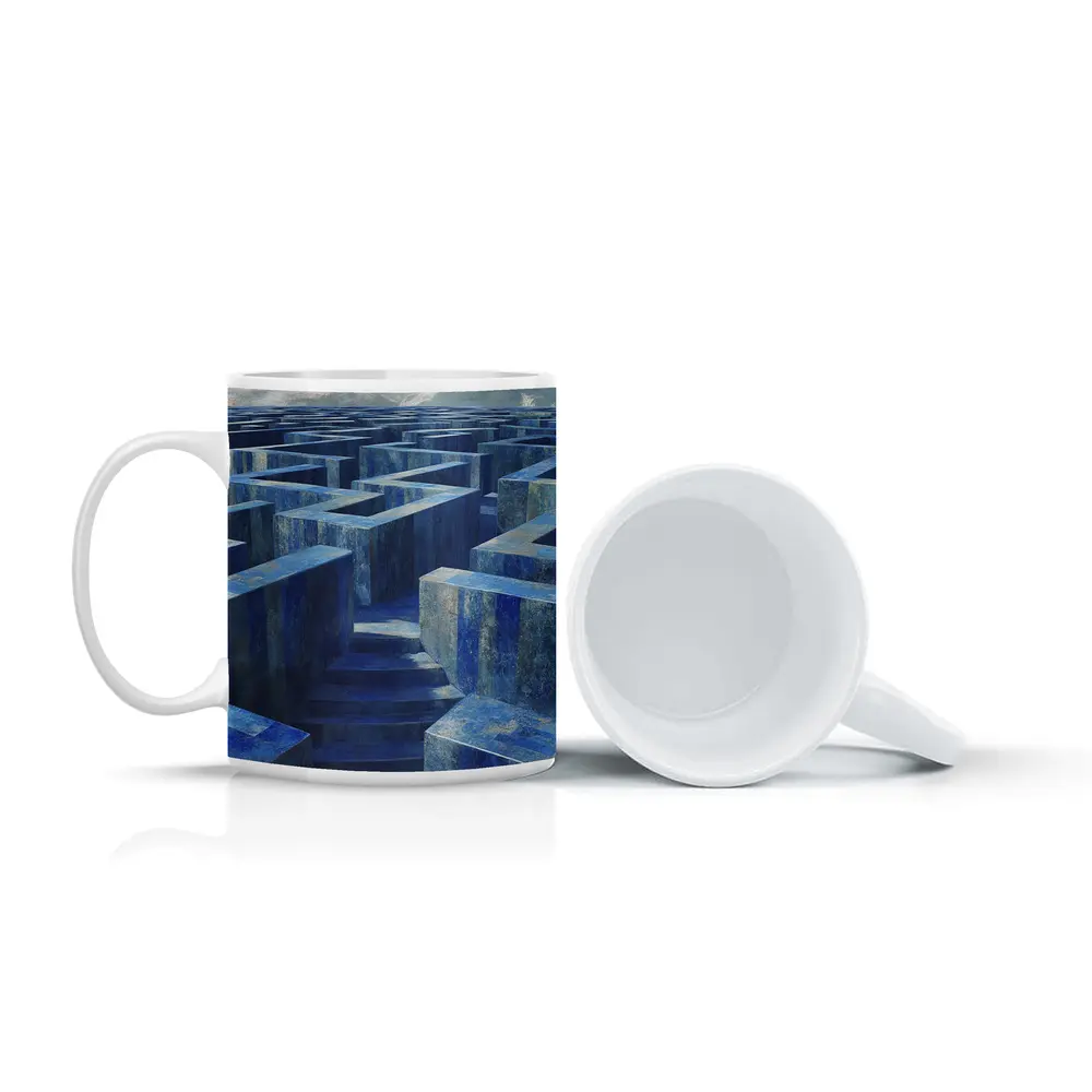 Blue Stone Labyrinth Maze Surreal Architecture – Mugs
