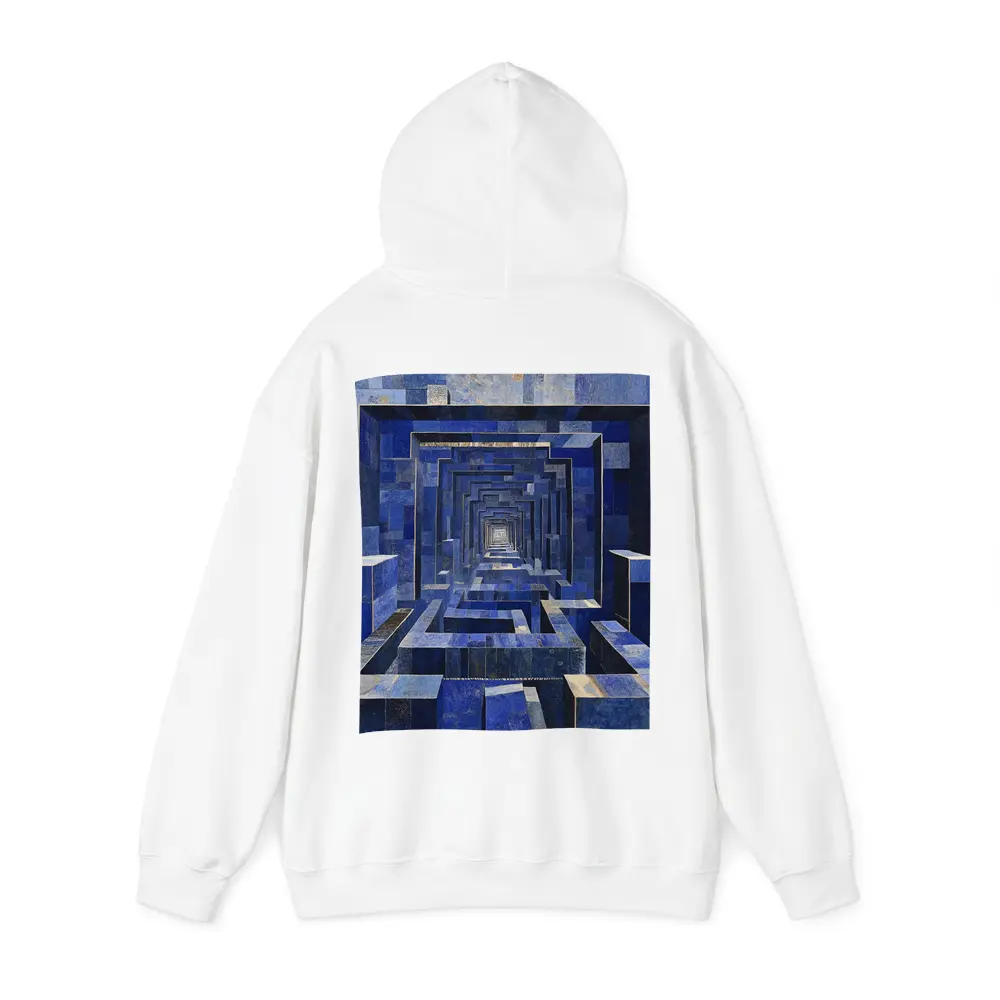 Blue Geometric Tunnel Abstract Cubist Architecture – Hoodies