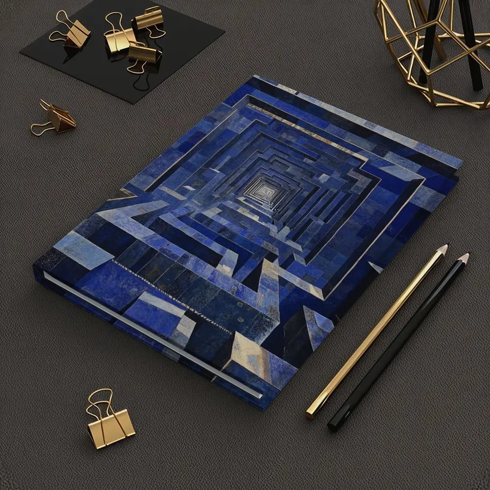 Blue Geometric Tunnel Abstract Cubist Architecture – Notebooks