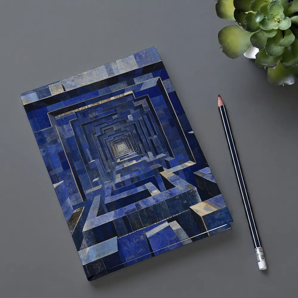 Blue Geometric Tunnel Abstract Cubist Architecture – Notebooks
