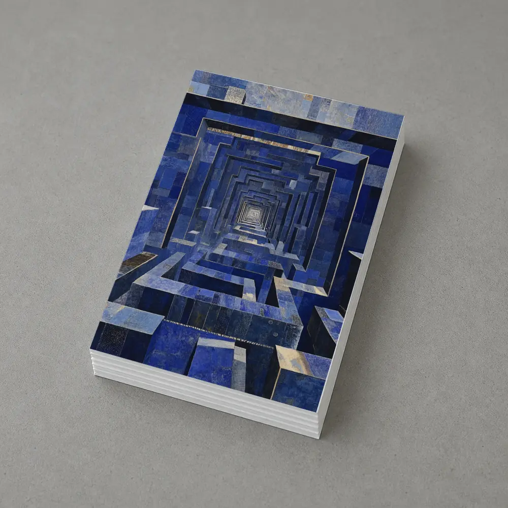 Blue Geometric Tunnel Abstract Cubist Architecture – Postcards