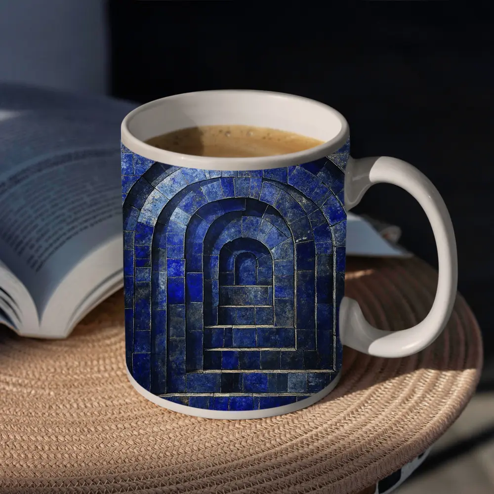 Blue Mosaic Tile Arches Architectural Art – Mugs