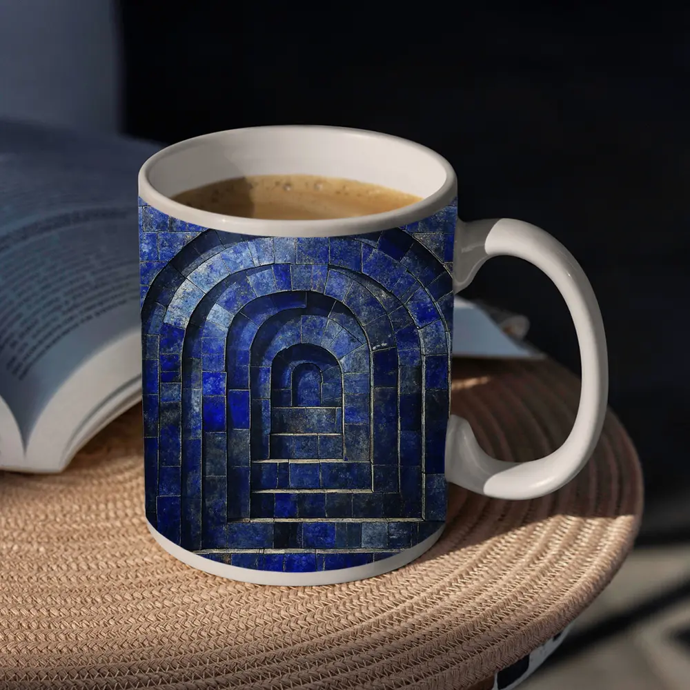 Blue Mosaic Tile Arches Architectural Art – Mugs