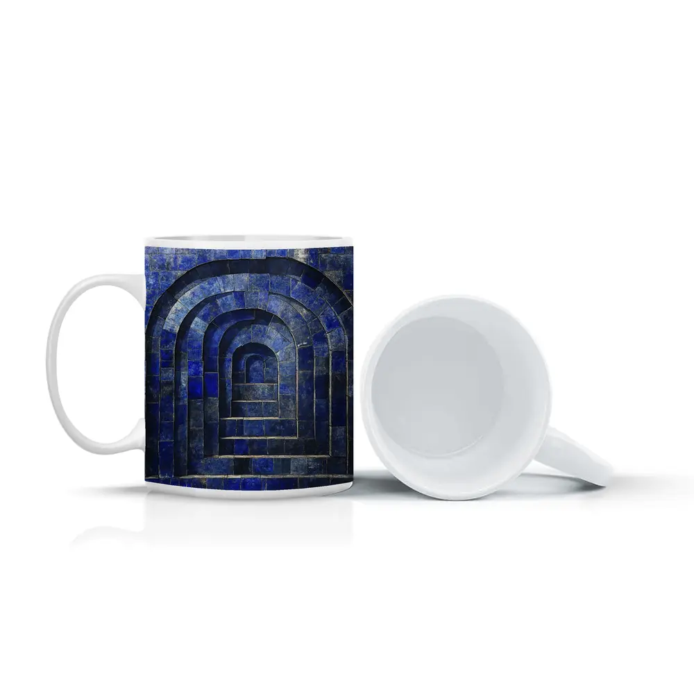 Blue Mosaic Tile Arches Architectural Art – Mugs