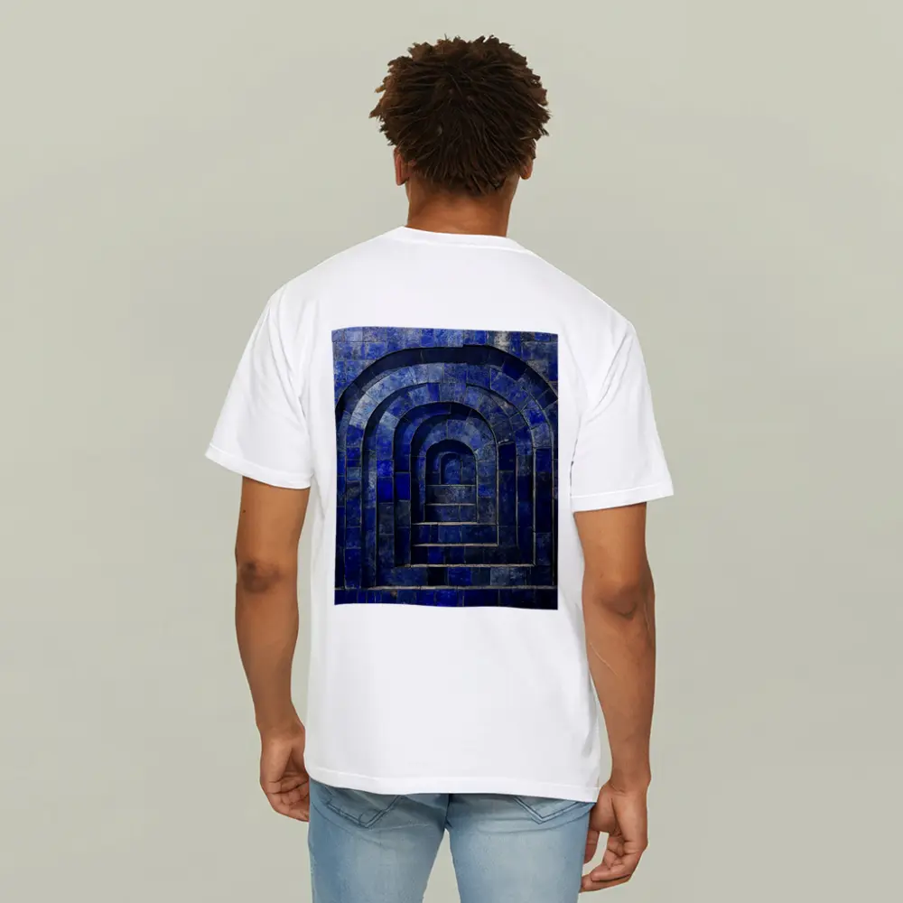 Blue Mosaic Tile Arches Architectural Art – T-Shirts
