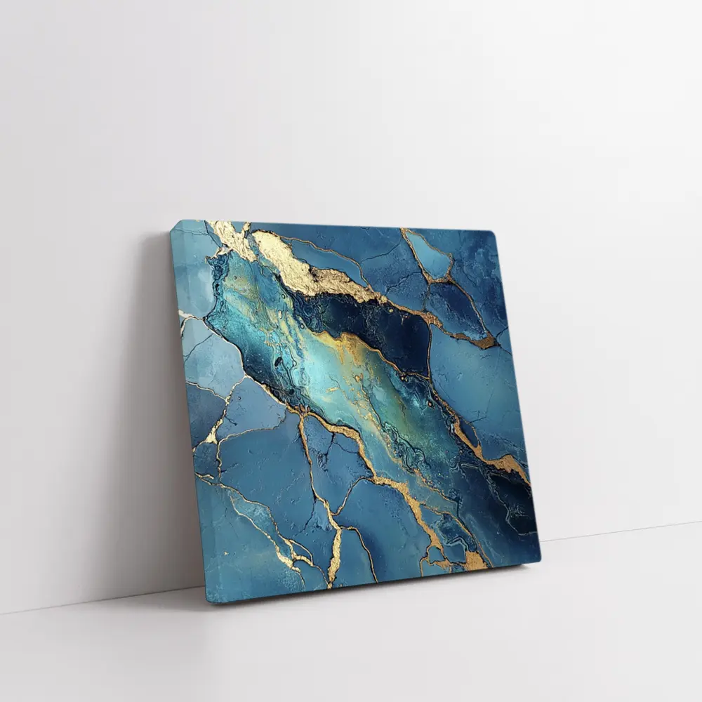 Blue Gold Marble Abstract Art Print – Wall Art