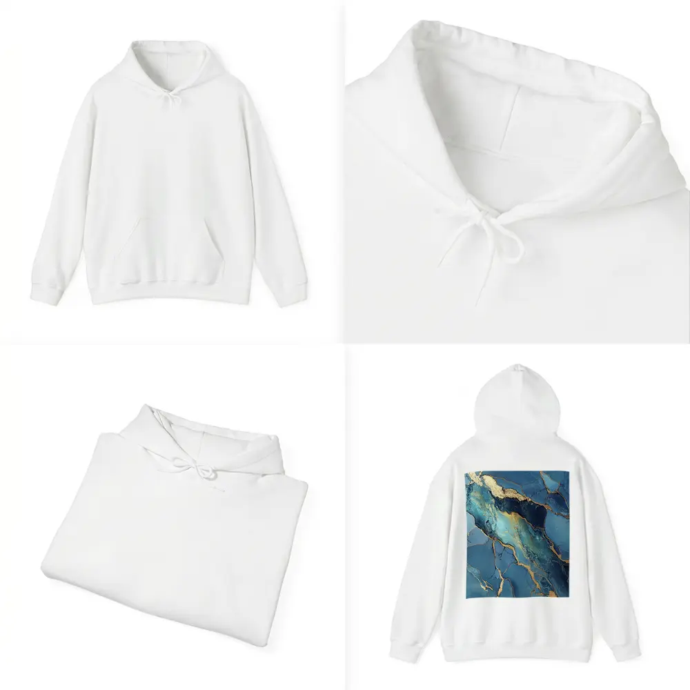 Blue Gold Marble Abstract Art Print – Hoodies