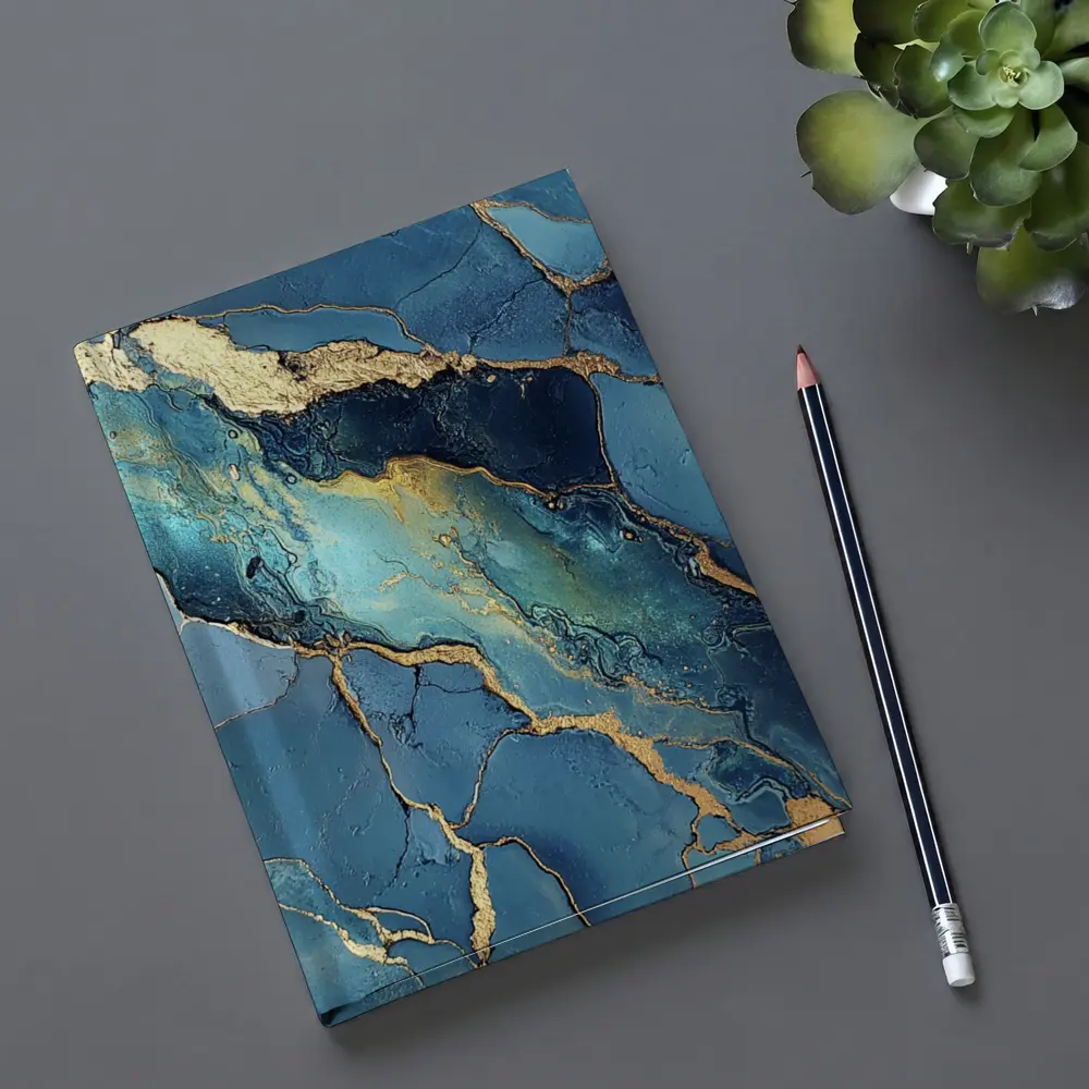 Blue Gold Marble Abstract Art Print – Notebooks